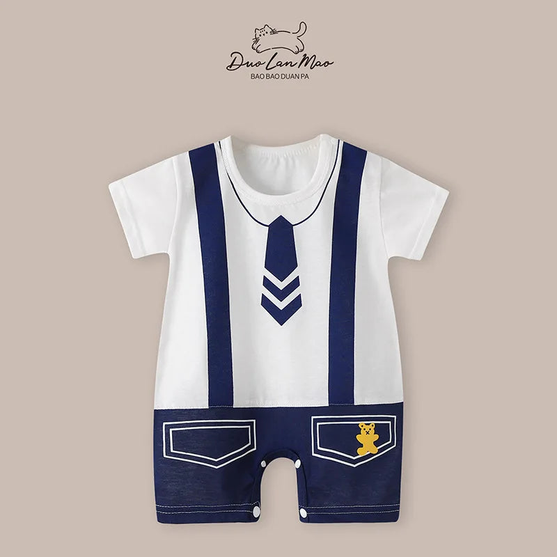 Baby Boys Summer Cartoon Dinosaur Rompers Cotton Thin Short Sleeve Little Boy Bodysuit Newborn Infants Jumpsuit New Costume