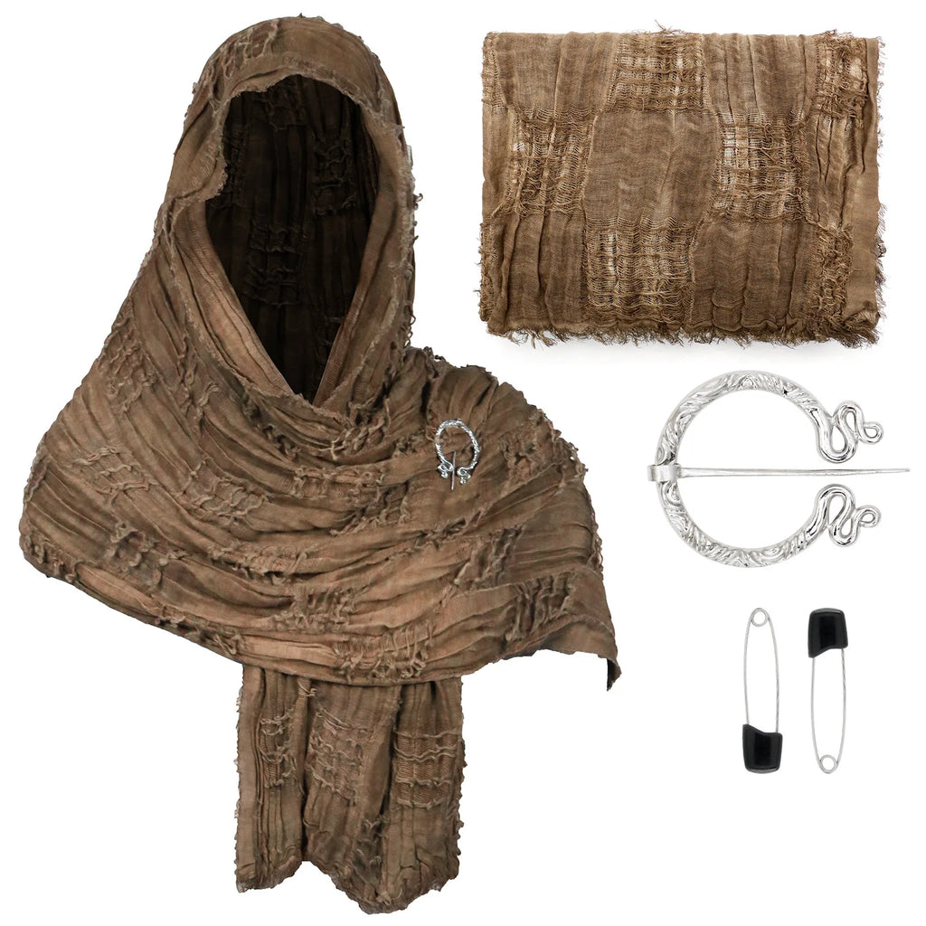 Medieval Hooded Cloak Shawl for Renaissance & Halloween Cosplay