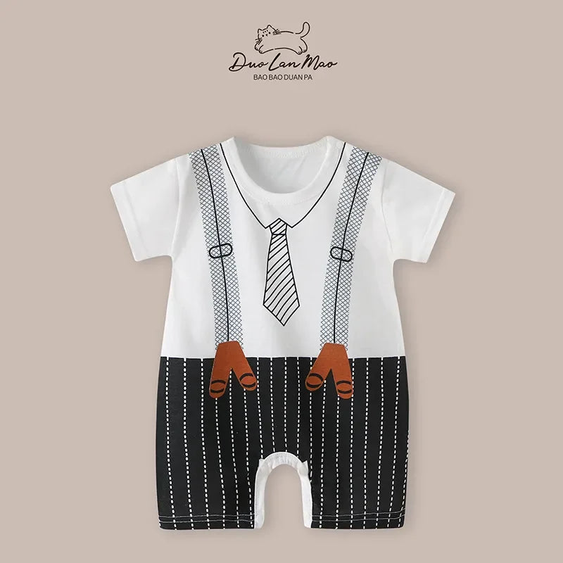 Baby Boys Summer Cartoon Dinosaur Rompers Cotton Thin Short Sleeve Little Boy Bodysuit Newborn Infants Jumpsuit New Costume