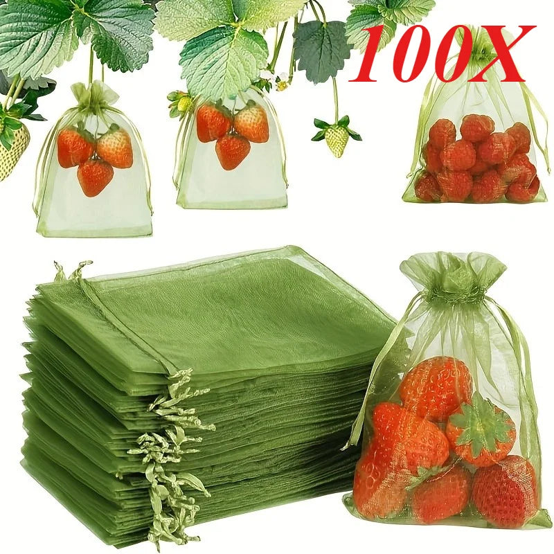 100PCS Organza Bags Mesh Organza Jewelry Bags Drawstring, Small Drawstring Favor Pouches Christmas Candy Wedding Birthday