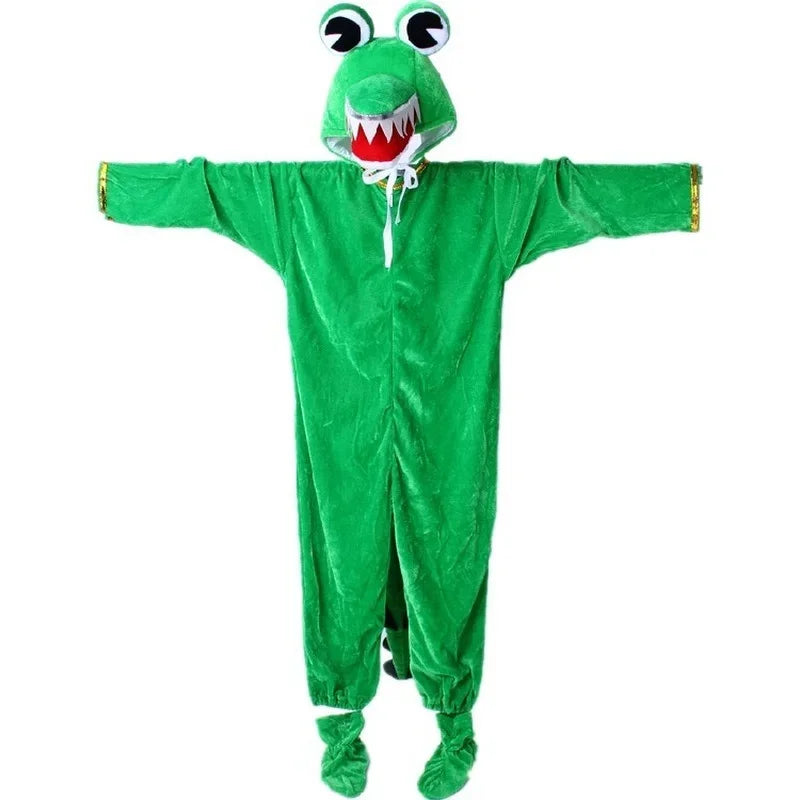 Green Unisex Toddle Children Adults Plush Animal Cosplay Crocodile Pajamas Fancy Dress Jumpsuit Costume Gifts Set Halloween