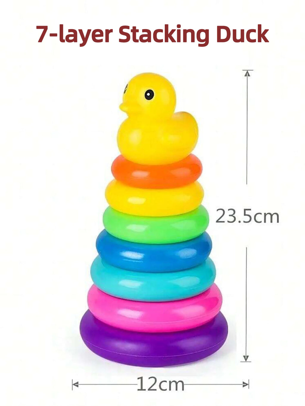Yellow Duck Rainbow Tower Stacked Circle Toy Plastic Rainbow Circle Toy Circle Toss Toy Interactive Game Birthday Gifts