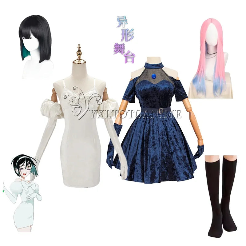 Dark Blue Anime-Inspired Cosplay Dress Wig Set