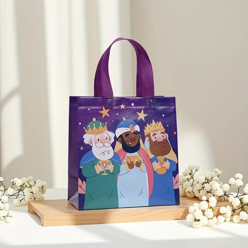 4/8/12Pcs Spain Three Kings Snowy Gift Wrapping Bags for Sweets Luxury Bags Festive Treat Candy Party Favor Tote