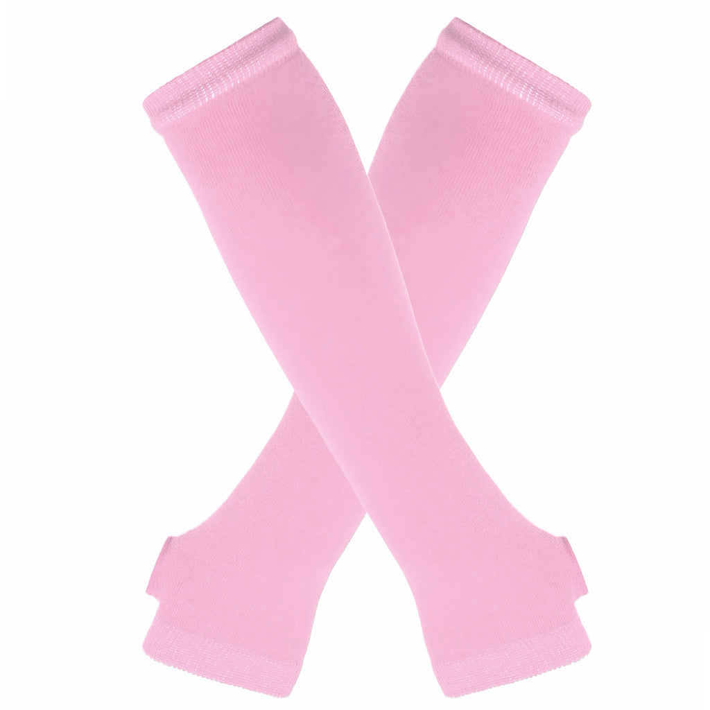 Long Knitted Fingerless Elbow Gloves with Striped Design