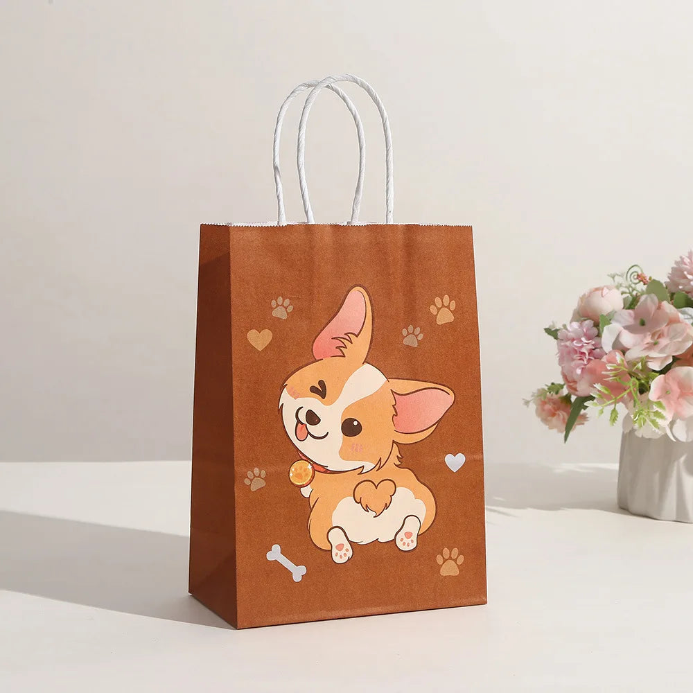 5/30/50pcs Cat Party Gift Bag Cute Kitten Candy Gift with Handle Paper Bag Baby Shower Kids Birthday Kitten Party Decor Supplies