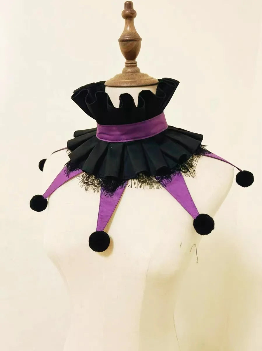 Cute wear fairy tale style clown collar cos stage clown ruff collars Halloween colorful clowns chocker