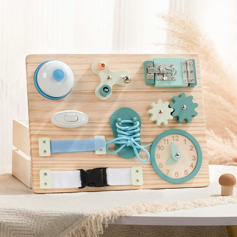 Montessori Toy Steering Wheel Wooden Busy Board Wooden Sensory Toys for Toddlers Preschool Travel Learning Activities