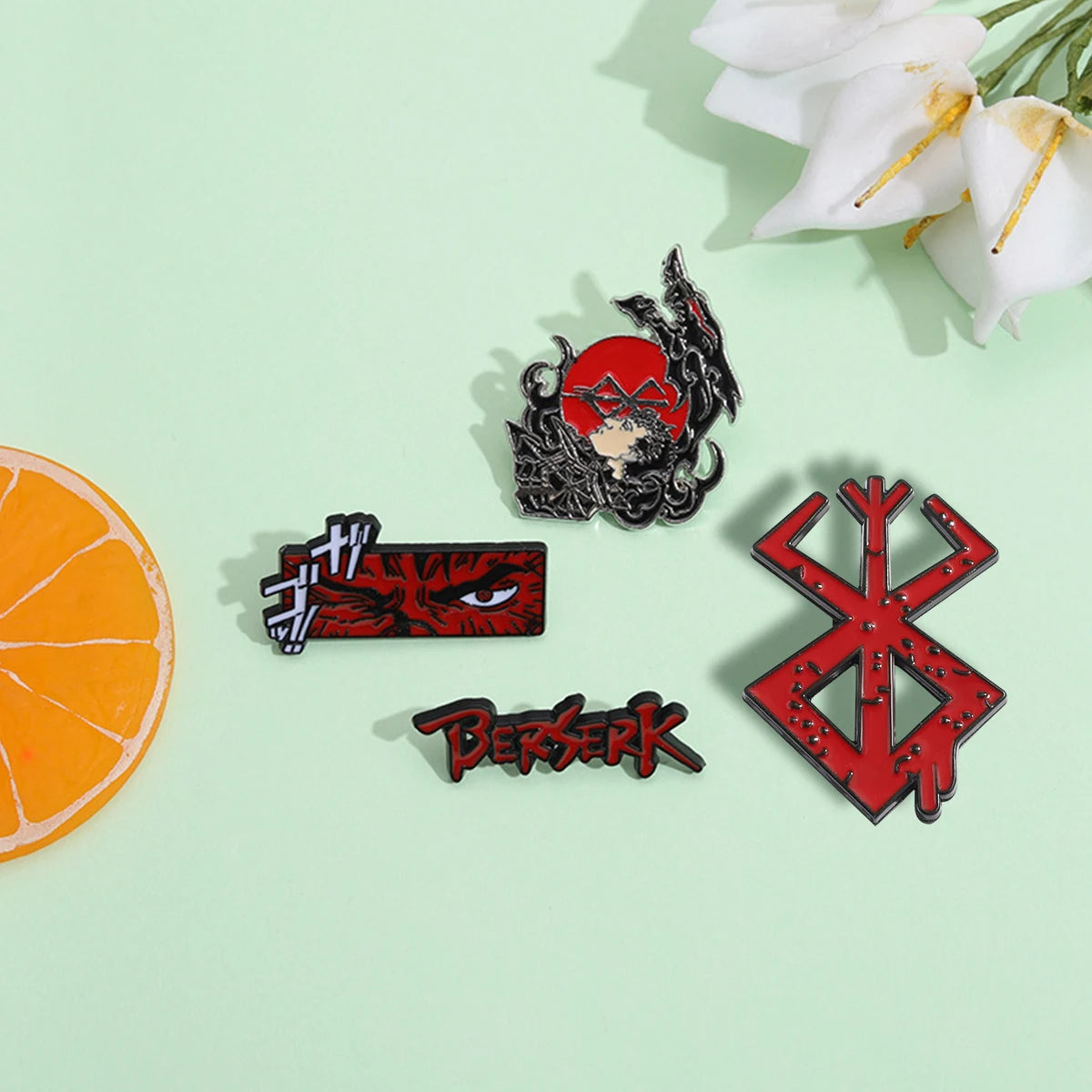 Red Fantasy Face Brooch Lapel Pin for Bags and Clothing