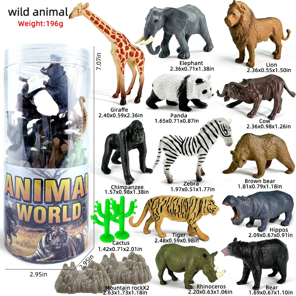 Miniature Lion Shark Horse Dinosaur Animals Model Set Action Figures Figurine Zoo Cute Education Kids Puzzle Toy Birthday Gift