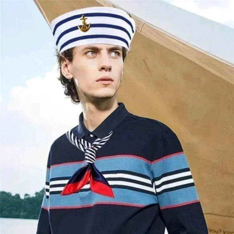 Yacht Captain Hat and Scarf Set for Men and Women
