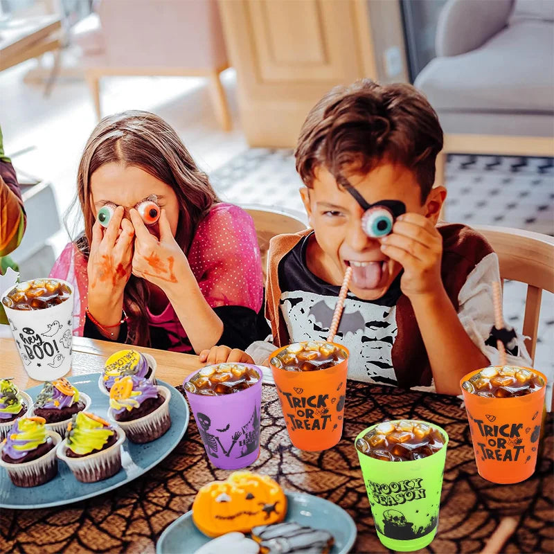 8-24Pcs Halloween Drinking Cups Boo Skull Plastic Juice Cocktail Cup for Halloween Party Home Table Decoration Supplies