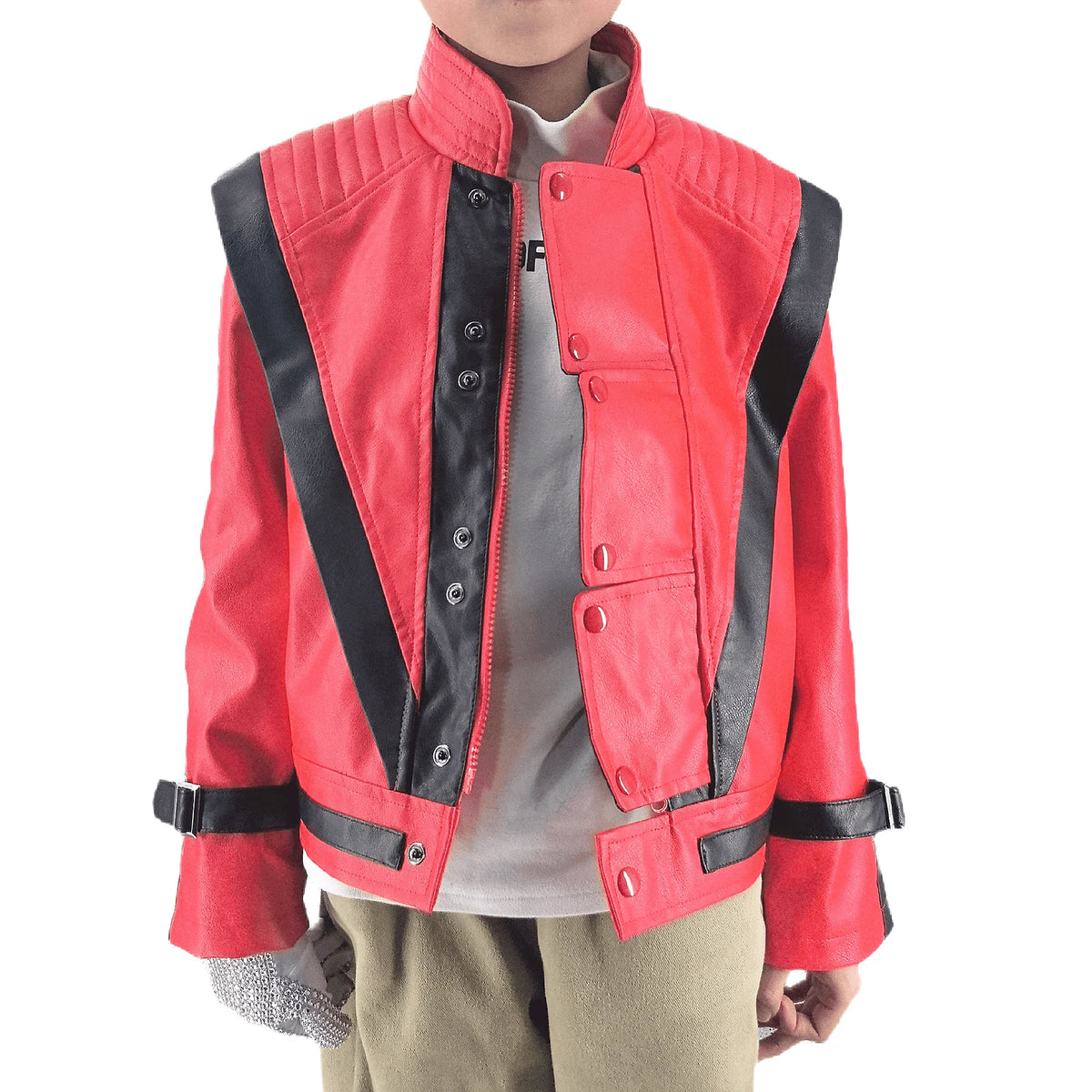Red Leather-Style Jacket Costume for Halloween & Cosplay