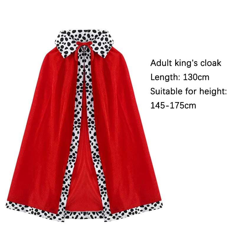 King Prince Cape Costume with Crown for Adults & Kids