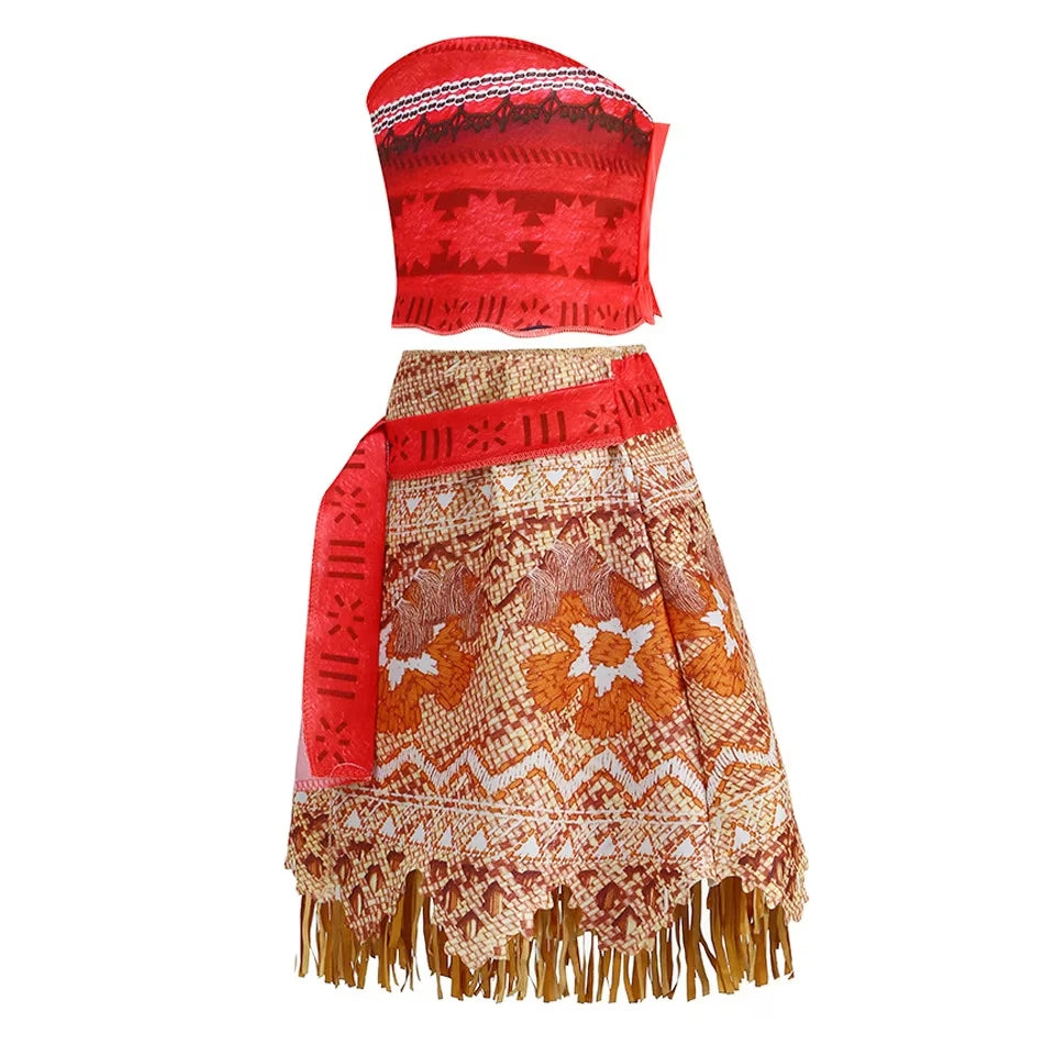 Girls Island Princess Costume Dress with Headwear & Necklace