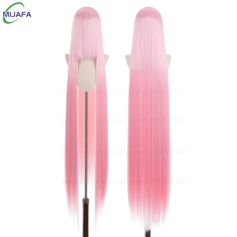 150cm Long Straight Cosplay Wig with Bangs Heat Resistant