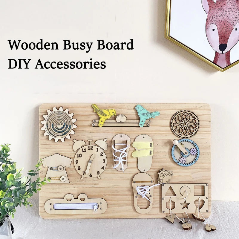 Wooden Busy Board DIY Toy Baby Montessori Sensory Activity Board Accessories For Children Locks Busyboard Parts Educational Toys