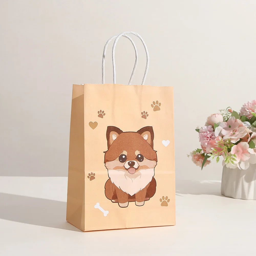 5/30/50pcs Cat Party Gift Bag Cute Kitten Candy Gift with Handle Paper Bag Baby Shower Kids Birthday Kitten Party Decor Supplies