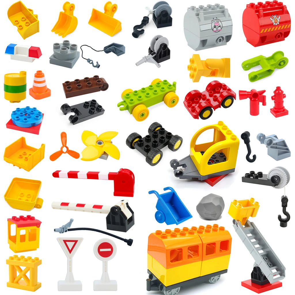 Big Building Blocks Construction Traffic Machinery Creativity Car Accessories Crane Excavator Bricks Toys For Children Baby Gift