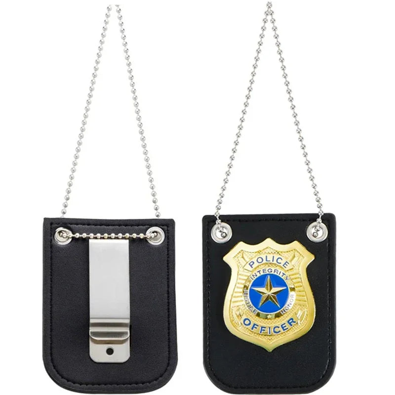 Police Badge with Chain Belt Clip for Costume Role Play