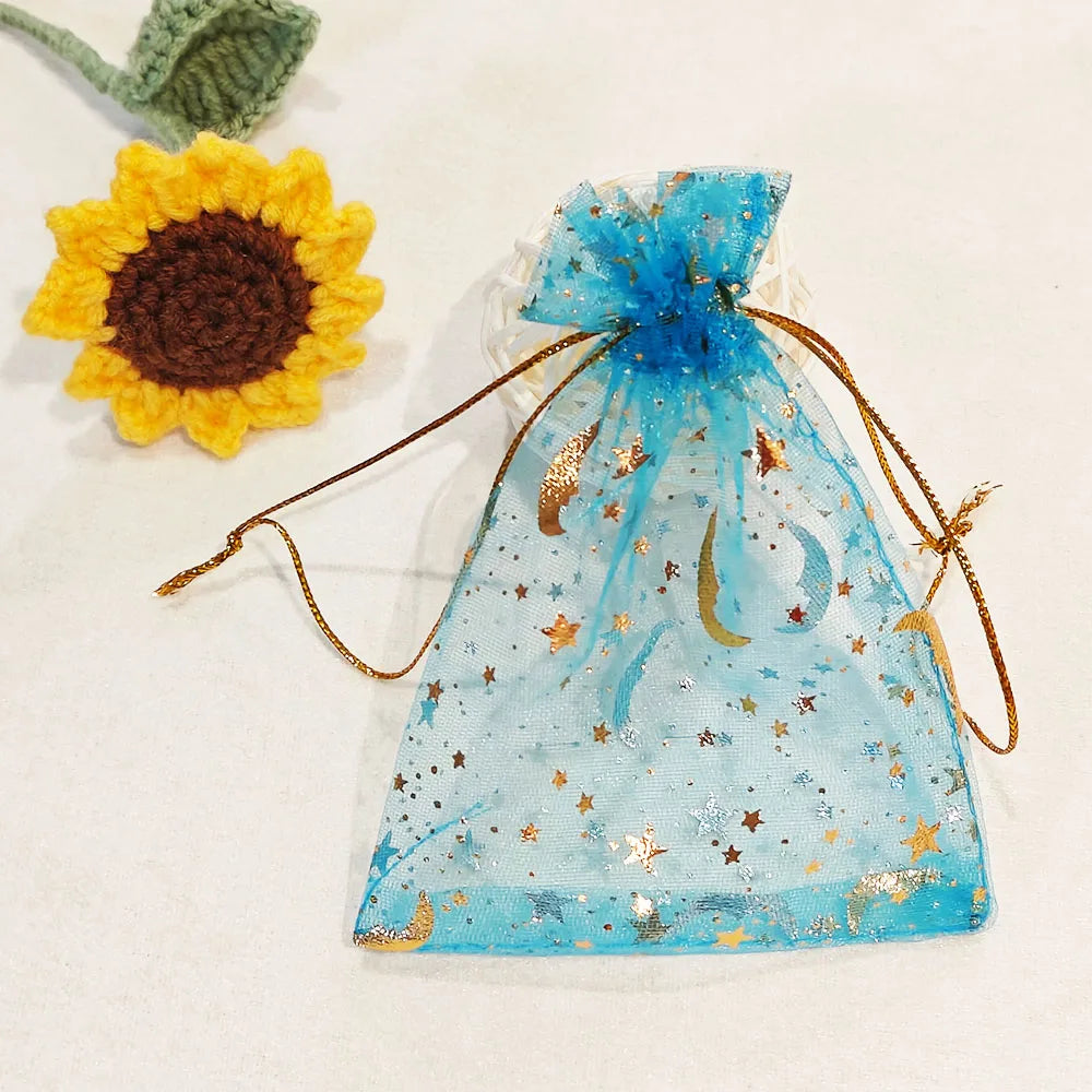25/50/100pcs Moon Star Organza Gift Bag Multicolor  Jewelry Gifts Pouches For Wedding Party Candy Bag  Jewelry Packing  Wholesal