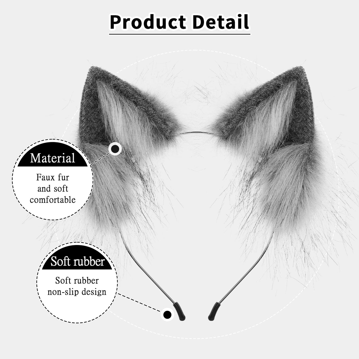 Faux Fur Cat and Fox Ear Headband for Cosplay Costumes