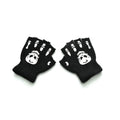 Punk Gloves Halloween Skeleton Half Finger Gloves Glow In The Dark Fingerless Mittens Men Women Elasticity Knitted Skull Mittens