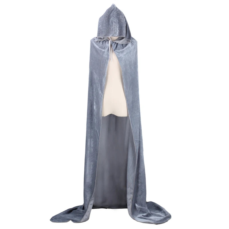 Halloween Pleuche Velvet Cloak Cape Hooded Medieval Costume Witch Wicca Vampire Halloween Cosplay Costume Cape for Christmas