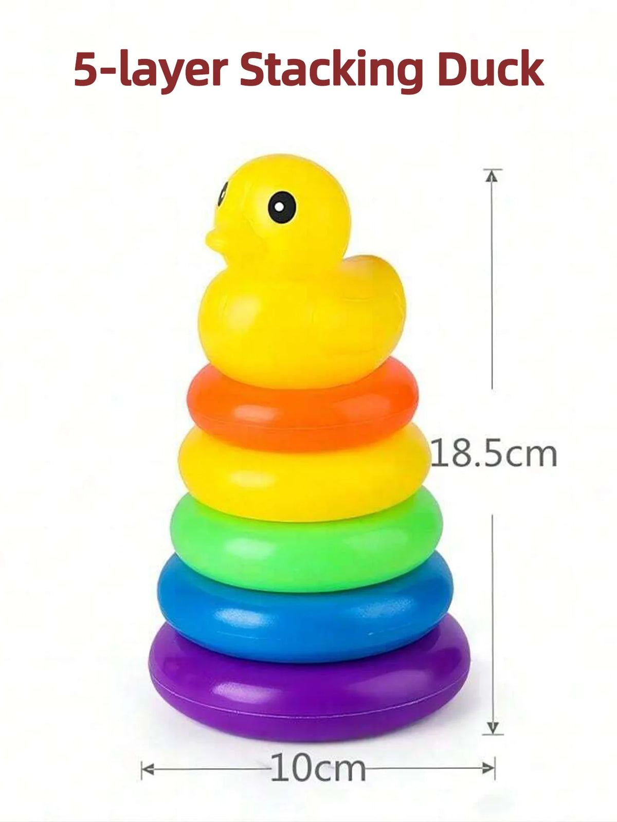 Yellow Duck Rainbow Tower Stacked Circle Toy Plastic Rainbow Circle Toy Circle Toss Toy Interactive Game Birthday Gifts