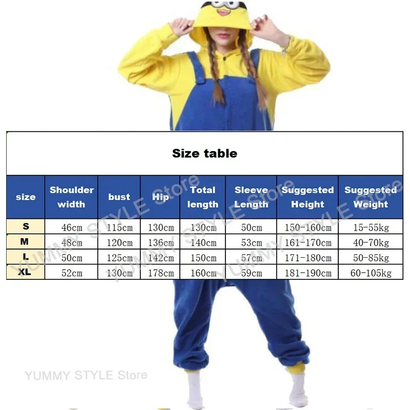 Adult Yellow Cartoon Fleece Onesie Pajama Jumpsuit