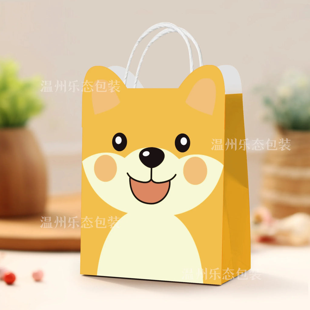 5/30/50pcs Cat Party Gift Bag Cute Kitten Candy Gift with Handle Paper Bag Baby Shower Kids Birthday Kitten Party Decor Supplies