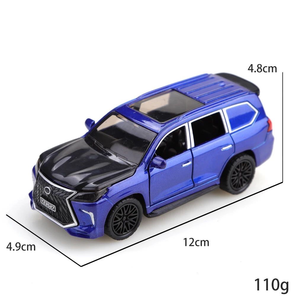 (Bagged) 1/36 scale replica of 570 off-road toy car, die-cast metal, boy's toy, four openable doors and pullback function.