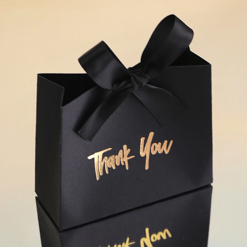 10 Mini Gift Boxes/Gift Bags with Gold Ribbon and Thank You Text Design, Available in Various Colors, Perfect for Wedding Favors, Mother's Day, Father's Day Party Gifts, and Small Gifts, as Well as Birthday, Gender Reveal, Gr