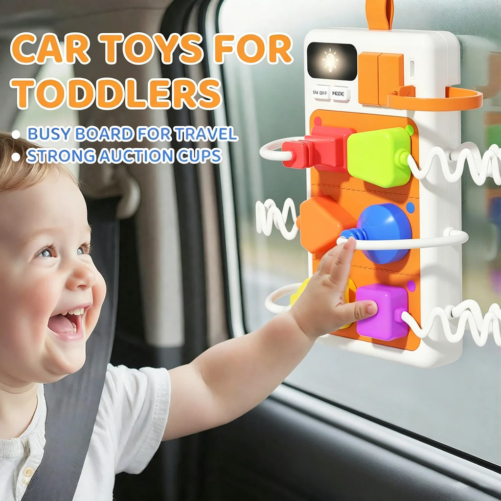 Montessori Sensory Toys Plug Outlet Busy Board Toy with Light Sounds Color Shape Matching Toy Gifts for Todders Boys Girls