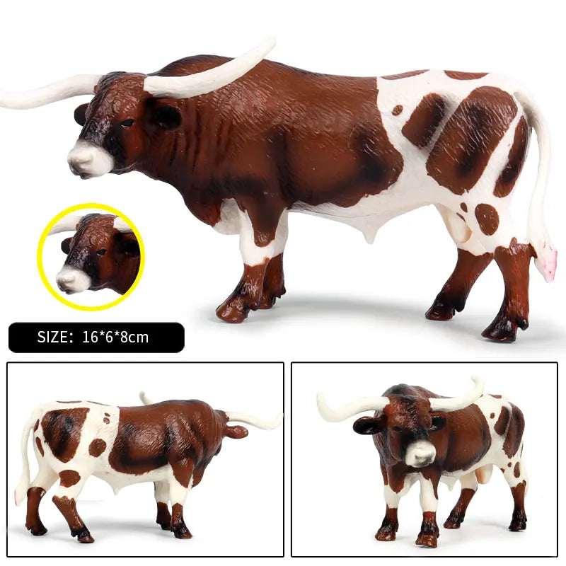 Oenux Farm Animals Bullfighting Cowboy Simulation Poultry Cattle Calf Bull OX Action Figures Collection Pvc Model Toy Kids Gift