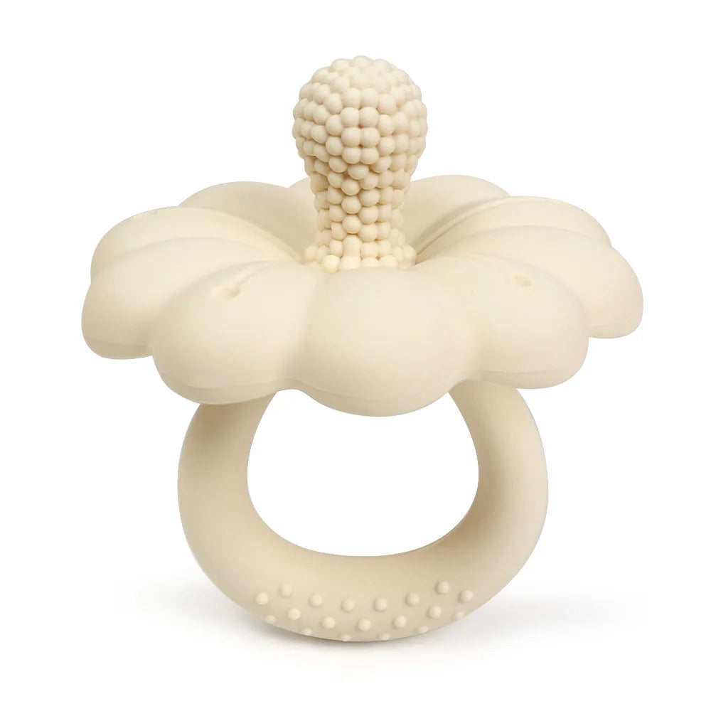 2026 Hot Sale Baby Flower Shape Teether Silicone Pacifier Teether Big Size Baby BPA Free Teether Toy