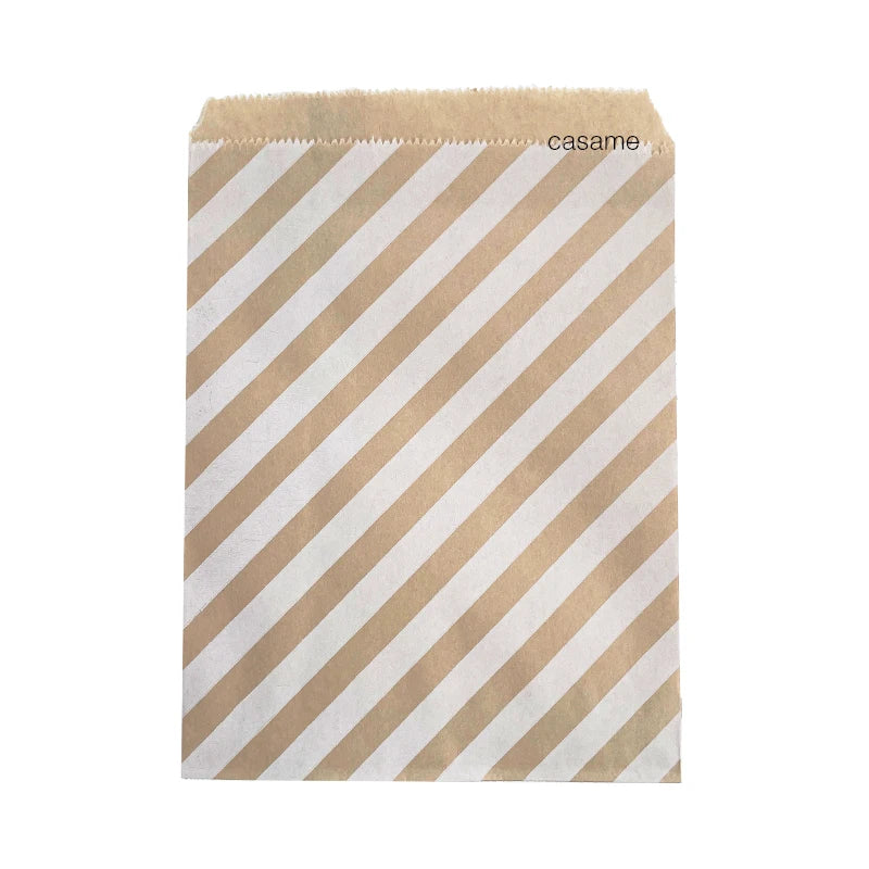 50pcs 15*10CM Wave Dot Kraft Paper Candy Biscuit Bags Packing Pouch Popcorn Bag Birthday Wrapping Supplies Pastry Tool