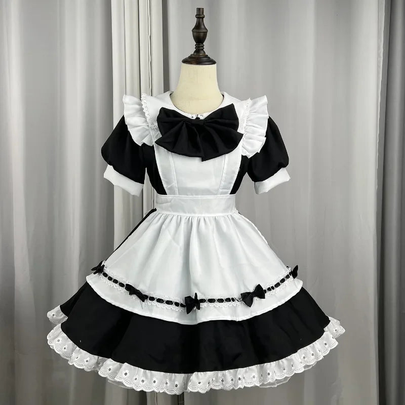 Women’s Pink Gothic Lolita Maid Cosplay Dress with Bow