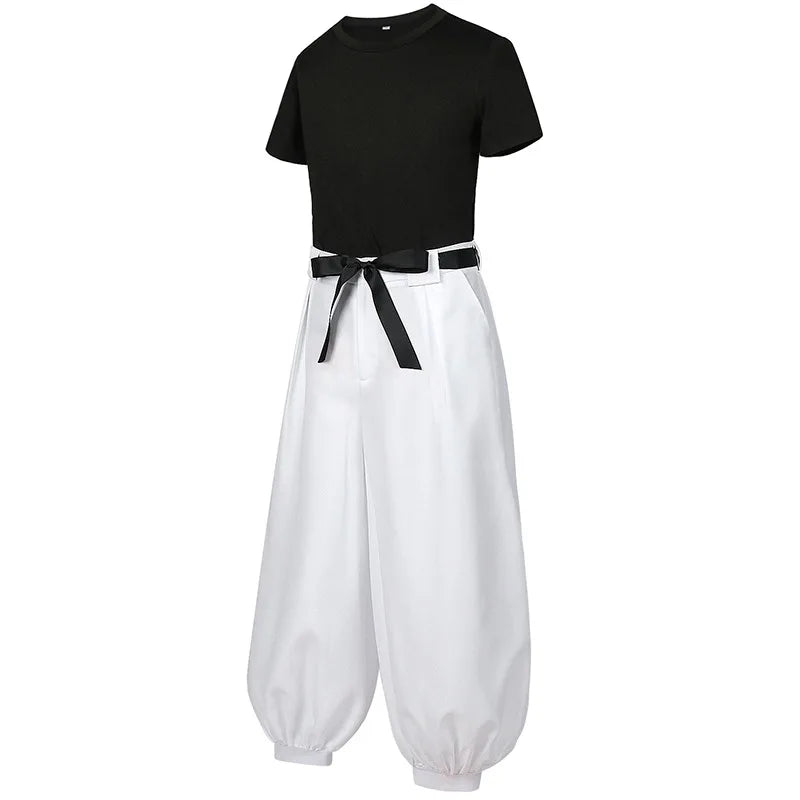 Anime-Inspired T-Shirt Cosplay Set with Wig & Pants