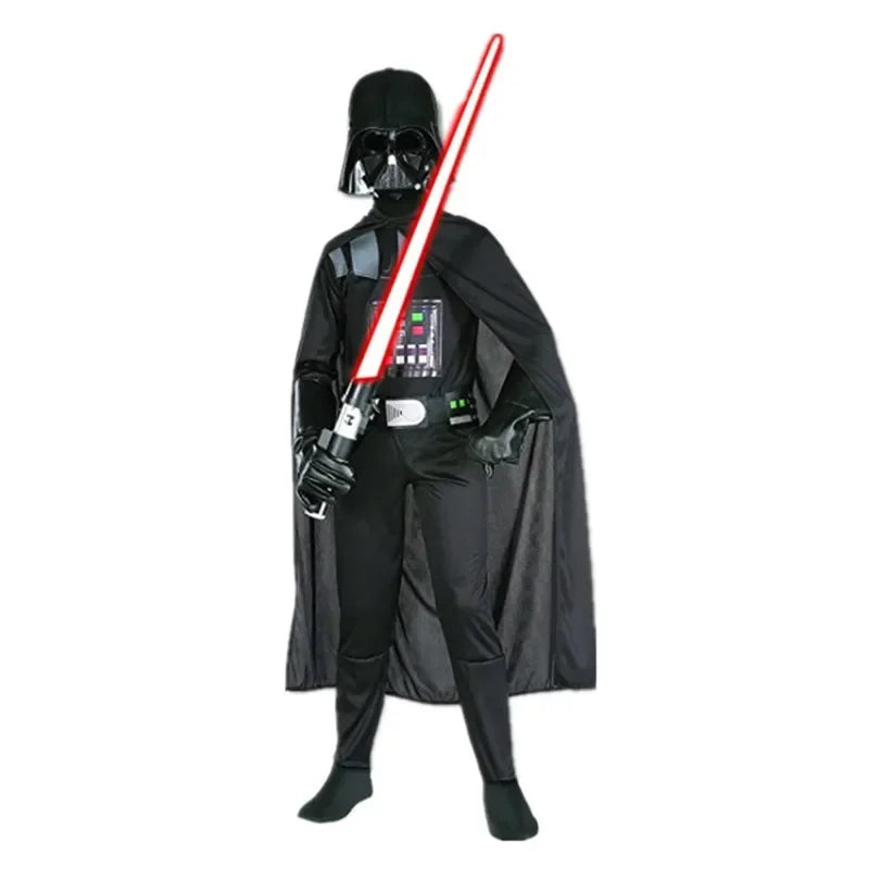 Boys Dark Villain Cape & Mask Costume with Printed Onesie