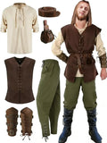 Men’s Renaissance Medieval Costume Set with Vest & Belt