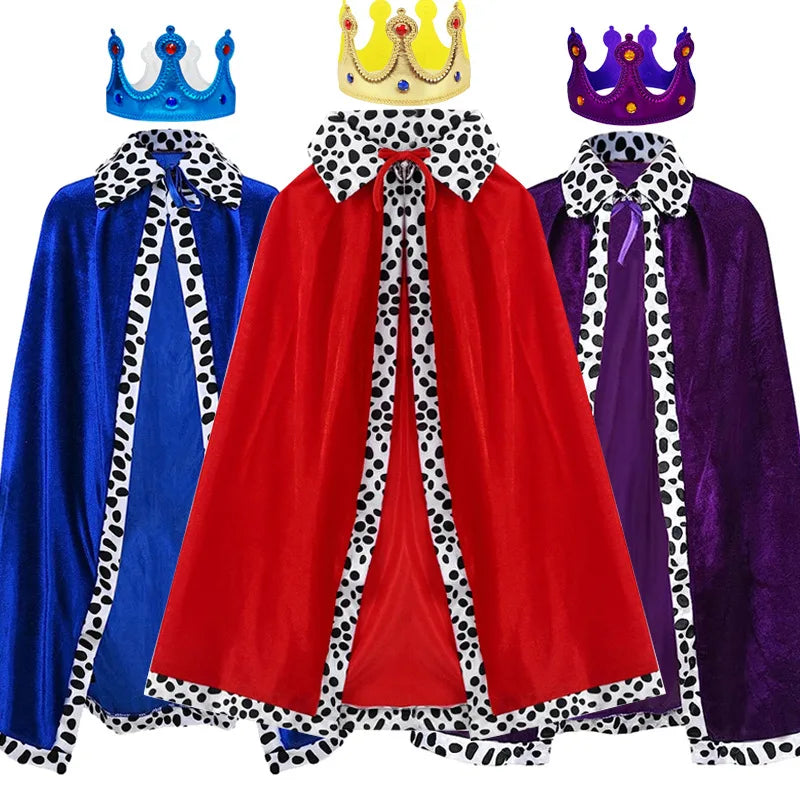 King Prince Cape Costume with Crown for Adults & Kids