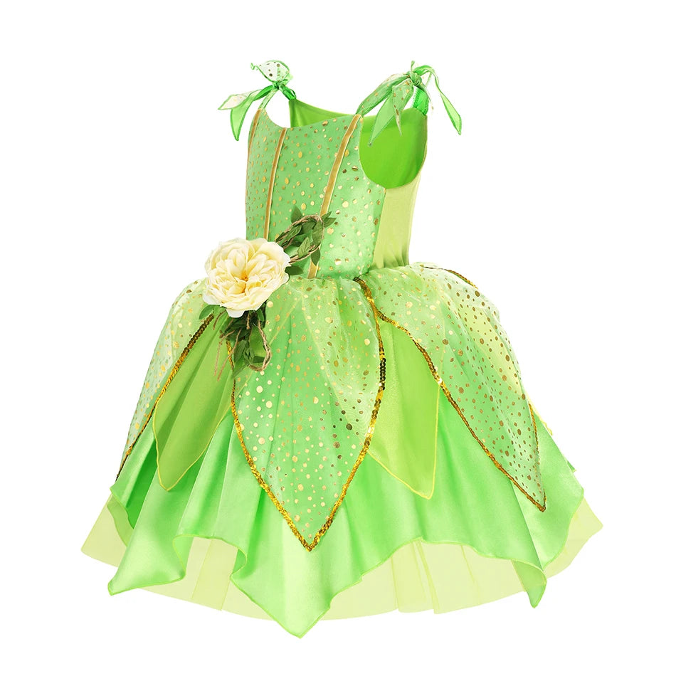 Girls Flower Fairy Princess Dress Costume for Summer Parties