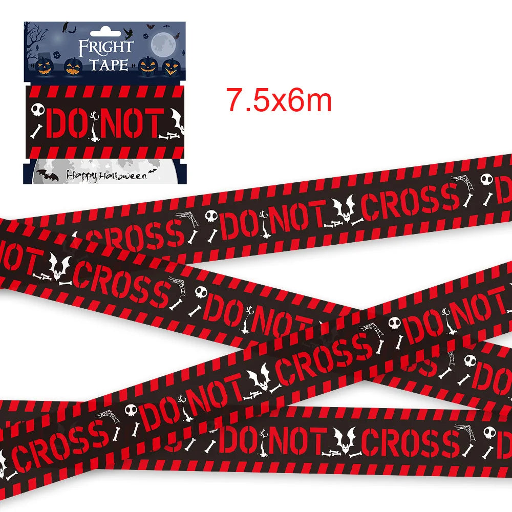 Halloween Party Decoration Warning Tape Scary Caution Tape Roll Hazard Warning Tape Indoor Outdoor Spooky DIY Prop Decorations