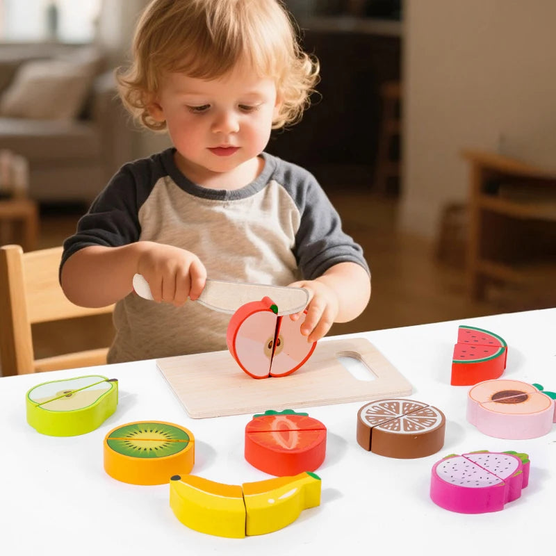 Wooden Kitchen Pretend Toy Simulation Cutting Fruit Food Game Velcro Play Kitchen Accessories Montessori Educational Toy For Kid