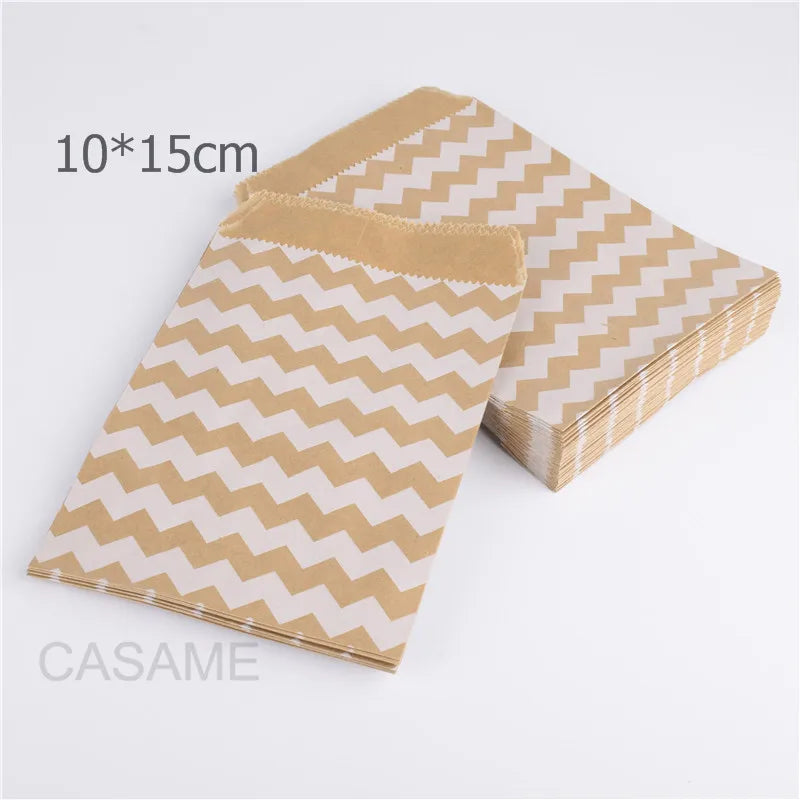 50pcs/ Lot treat candy bag high quality Party Favor Paper Bags Chevron Polka Dot Stripe Printed Paper craft Bags Bakery Bags