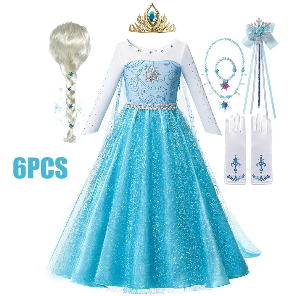 Girls Full Print Princess Dress Costume for Birthday Parties