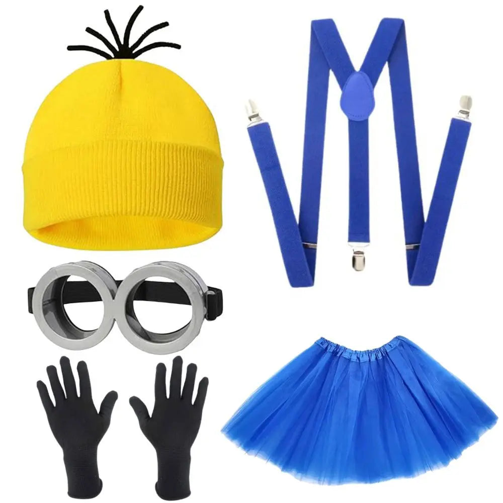 Yellow Beanie, Gloves & Steampunk Goggles Costume Set