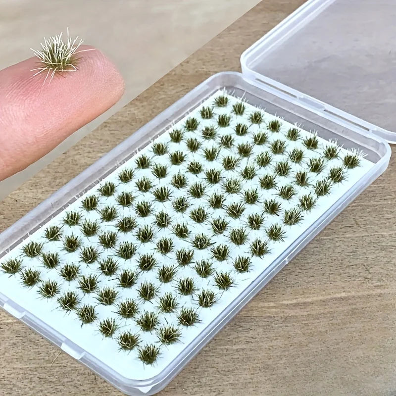 104pcs/pack Static Grass Tuft, Model Grass Tufts Terrain Model Kit Static Scenery Model Miniature Shrubs Bushes for Train Landsc