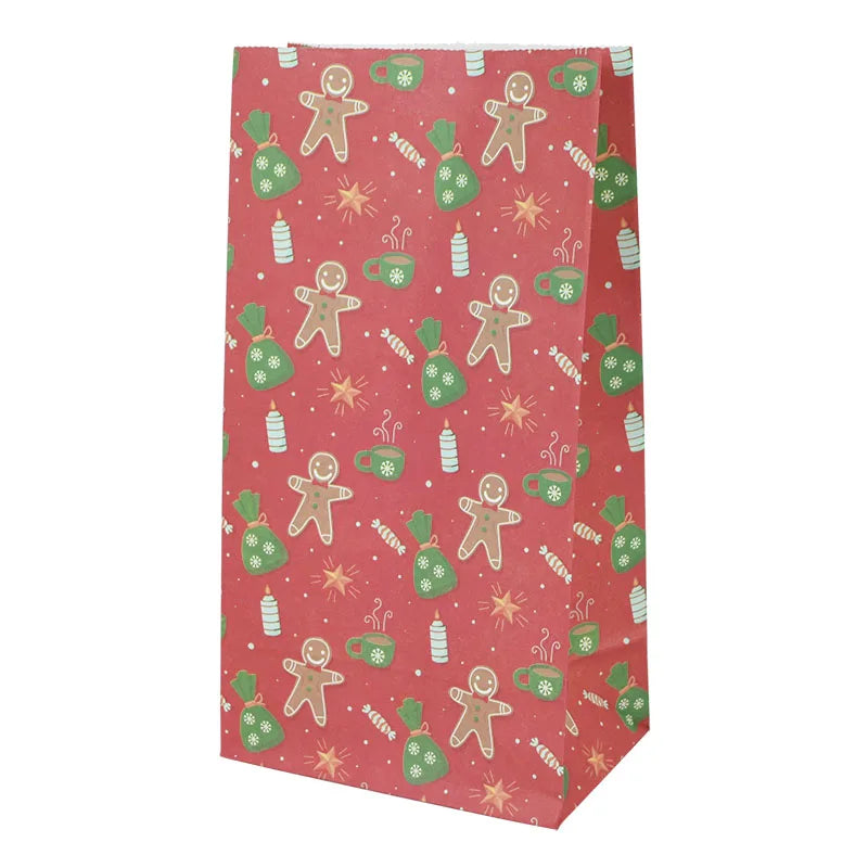 10pcs Kraft Paper Candy Cookie Bag Santa Claus Snowman Christmas Gift Packing Bags Xmas Navidad New Year Party Decor Supplies